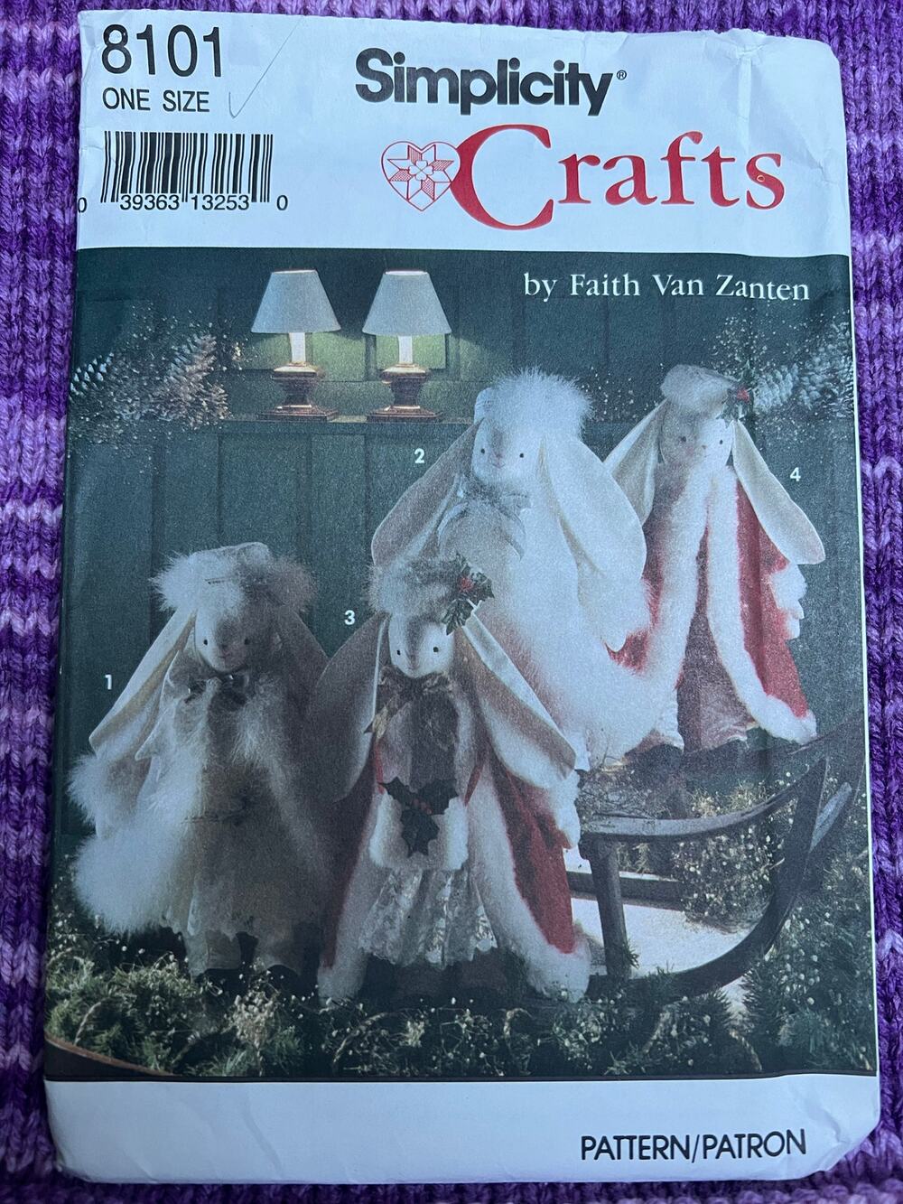 Simplicity 8101 Sewing pattern Christmas country bunny dresses muff 1980s